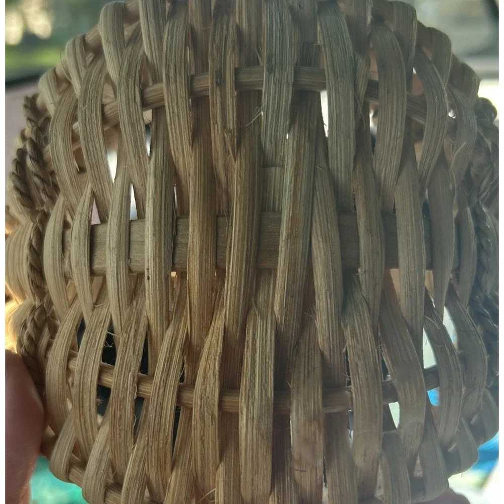 Vintage Small Wicker Buttocks Split Bottom Egg Gathering Woven Bent Wood Basket